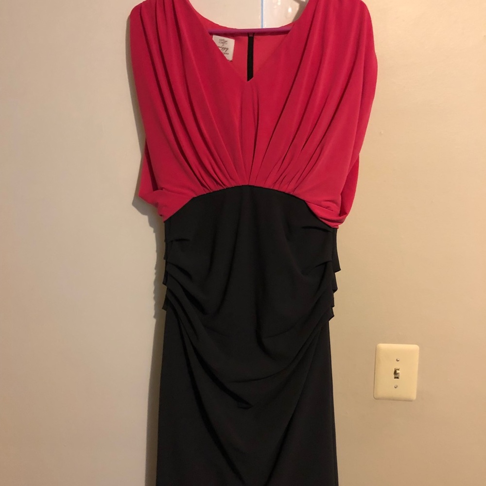 Maggy Boutique pink and gray fitted dress